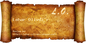 Lehar Olivér névjegykártya